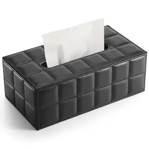 High Quality Wholesale Faux Pvc Pu Leather Hotel Restaurant Supplier Luxury Golden Nordic Wet Tissue Cover Tissue Box