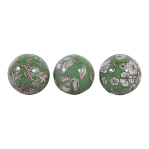 Orbe in Ceramica Stile Chinoiserie Tradizionale con Design Floreale Verde, Decorazioni per Casa, Soggiorno, Ufficio, Bagno, Esposizione su Scaffale - Product Image 3