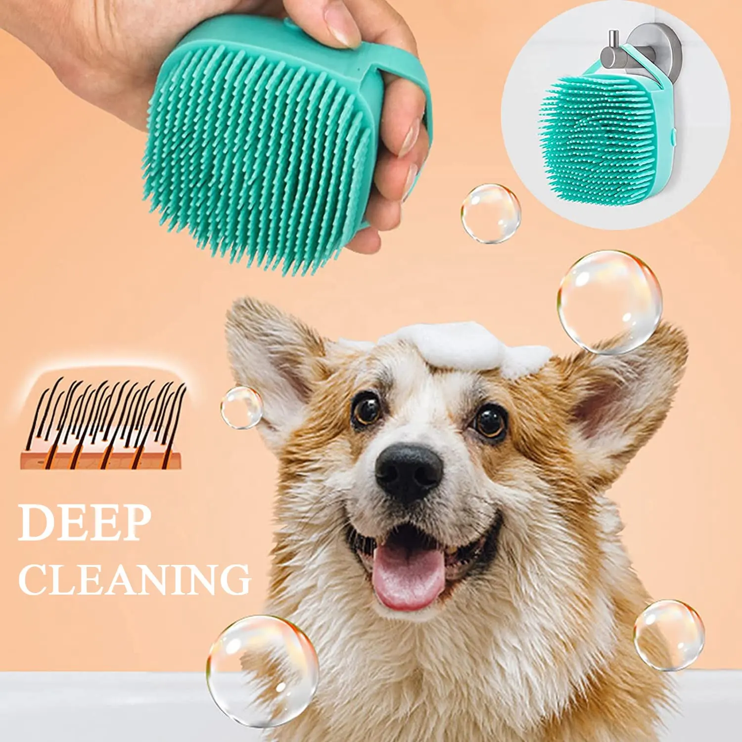 Soft Silicone Banheiro Cachorro Grande Cão Gato Banho Massagem Escova shampoo dispensador pet banho escova para cão e gato