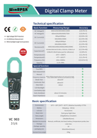 WinAPEX 903 Digital Clamp Meter 31mm 1000A AC/DC Arus Rentang Otomatis True RMS Multimeter Kapasitansi Suhu 10-30kHz