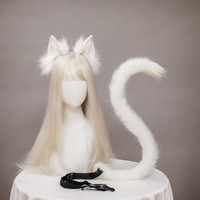 Femmes Lolita chat oreilles queue Halloween Costume accessoires fourrure renard oreille bandeau loup Anime Cosplay bandeau 2PC ensemble en peluche