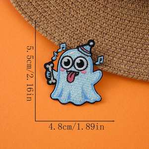 Patch brodé thermocollant/de type autocollant, motif fantôme de dessin animé d'Halloween, pour coques de téléphone festives et décoration de ruban - Product Image 6