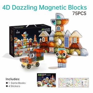 PUNGROW <span class=keywords><strong>4D</strong></span> Diy deslumbrante bloques magnéticos rompecabezas juguetes enlace <span class=keywords><strong>cubo</strong></span> juguetes educativos bloques de construcción azulejo para niños - Product Image 2