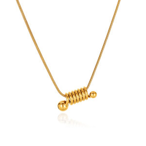 Collier pendentif à ressort en acier inoxydable 316L plaqué or 18 carats, résistant à l'eau et inaltérable, avec logo personnalisé, pour femme - Product Image 5
