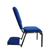 Chaises d'église empilables bleues modernes personnalisées en gros avec genouillère pour l'école et l'église