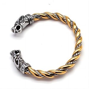 Customized Nordic Viking Fenrir Wolf Head <strong>Torque</strong> Norse Mythology Stainless Steel Wolf Bracelet <strong>Men's</strong> Gift - Product Image 3