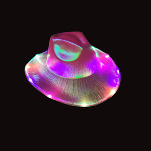 ファッション光沢のあるジャズハットホリデーパーティーアクセサリースパンコールカウボーイハットLEDライト付きLedスペースカウガールハット - Product Image 3