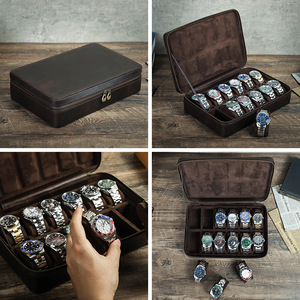 กล่องเก็บนาฬิกาหนังวัวแท้ทำมือสุดหรู 12 ช่อง หนังฟูลเกรนทรงสี่เหลี่ยม - Product Image 3
