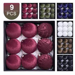 Hot-selling Cross-Border Flocked Handmade Shatterproof <b>Christmas</b> Baubles Light Luxury Tree <b>Decorations</b> in Gift Box Packaging - Product Image 2