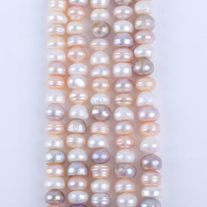 Collier de perles d'eau douce naturelles en gros de Zhuji, perles plates blanches de 9-10 mm, semi-finies, accessoires de bijoux DIY - Product Image 2