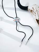 WesternTill Collier Bolo en Alliage de Zinc avec Tête de Taureau, Turquoise et Pendentifs Cheval, Style Rodeo Southwest Argenté pour Femmes Cowgirls