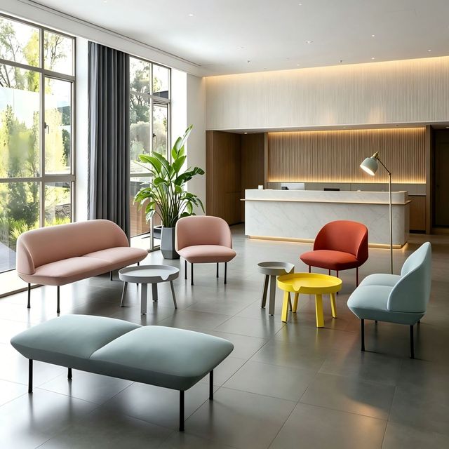Modern Minimalist Commercial Leisure Sofa, Business Reception Lounge for Office, Cafe and Hotel Rest Area