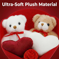 Bouquet de fleurs en peluche personnalisé avec mini ours en peluche et arrangement floral pour la décoration de la maison, anniversaire, fête d'anniversaire