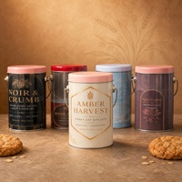 Boîte à biscuits personnalisée en PET avec couvercle et fond en métal et poignée en fil métallique pour biscuits, chocolats, bonbons, emballage cadeau haut de gamme