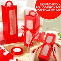 Boîte cadeau pour gobelet avec poignée, pour verre à vin transparent, gobelets vierges pour sublimation et bouteille pour Noël rouge
