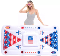 Drapeau américain PVC gonflable piscine à bière plat gonflable flotteur porte-gobelet