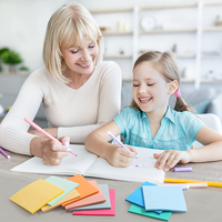 Blocs-notes adhésifs transparents 75x75mm 50 feuilles autocollantes imperméables en BOPP, blocs-notes mémo 7 couleurs pour le bureau, l'école et la maison