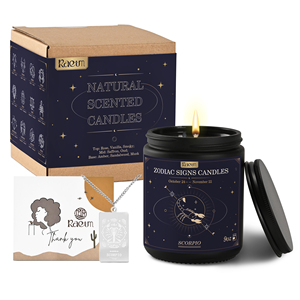 <span class=keywords><strong>Bougie</strong></span> Thématique du Zodiaque en Gros, Parfumée Naturellement avec Boîte Cadeau et Collier, Idéale pour les Passionnés d'Astrologie - Product Image 1