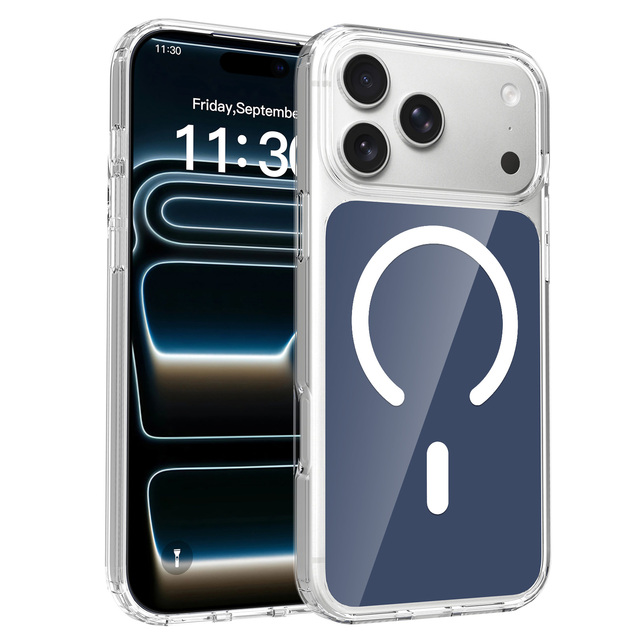 Custom Transparent Anti-yellowing Wireless Charge Phone Cover Magnetic Clear Cell Phone Cases for IPhone13 14 15 16 17 Pro Max