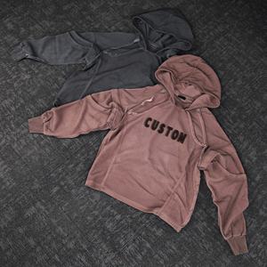 Sudadera Corta Holgada con Lavado Ácido Vintage para Hombre, Sudadera Lisa de Calle 100% Algodón - Product Image 1