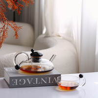 Vente en gros théière et tasse Design personnalisé théière en verre transparent service à thé pour une théière
