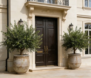 Fioriera <span class=keywords><strong>Grande</strong></span> in Cemento Stile Vintage Americano per Esterni/Interni, Vasi per Piante Intagliati a Mano Durevoli con Foro di Drenaggio per Giardini di Ville di Lusso - Product Image 2