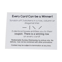 Offre Spéciale : Cartes à gratter personnalisées pour loterie avec impression sérigraphique sur papier couché/carton duplex, couleur pleine, taille personnalisée