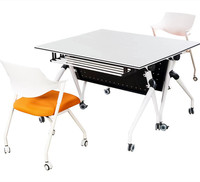 Mobilier de bureau à domicile Bureau d'étudiant Bureau d'étudiant à pied en acier Table mobile pliable pliante pour salle d'entraînement avec roues