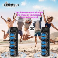 Altavoz Acoustic King Advanced Tech BT 5.0 Triple de 8 Pulgadas con Luz Ambiental RGB y Conexión TWS para Fiestas al Aire Libre en el Patio Trasero