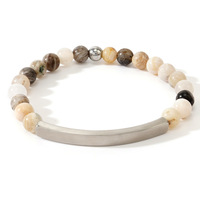 Mode Acier Inoxydable 18k PVD Or Argent Nature Pierre Grave Personnalisation Lave Bracelet