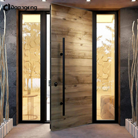 Porte d'entrée en aluminium à rupture de pont thermique avec verre trempé, style moderne pour maison de plage ou maison de bord de mer