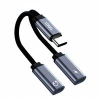Adaptor Audio dan Charger 2-in-1 USB C ke 3.5mm dengan Pengisian Cepat PD dan Output DC untuk Laptop & LED, Dapat Dikustomisasi LOGO