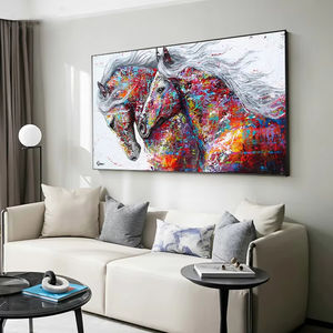 Affiches et impressions modernes, graffiti, deux chevaux au galop, art mural, peinture sur toile, images d'animaux - Product Image 2