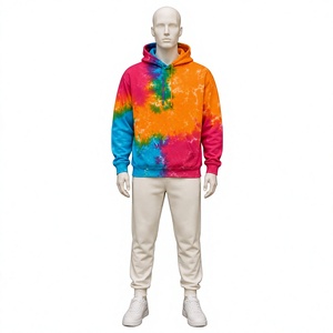 Custom Wholesale Unisex Oversized <b>Tie</b> Dye Hoodie Rainbow Colorful Streetwear Heavyweight Cotton Pullover Sweatshirt <b>Men</b> Women - Product Image 1