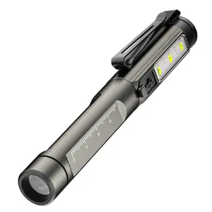 WARSUN DT005 야외 100lm IPX5 방수 토치 비상 UV 더블 광원 닥터 클립 충전식 펜 손전등
