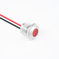 HUSA - Voyant LED multicolore 16 mm, indice de protection IP65/IP67, 3-24V/220V, métal, avec câble de 200 mm, durée de vie de 50 000 heures