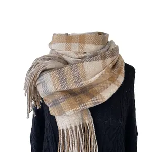 Winter scarf wholesale New European and American products Cashmere plaid scarf Women's thermal scarf Tassel shawl