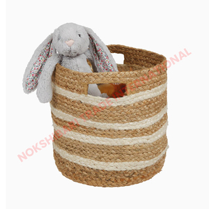 <b>Jute</b> Storage <b>Basket</b> Natural Fiber Handwoven Design Eco Friendly Ideal For Home Organization And Stylish Decorative Solutions - Product Image 1