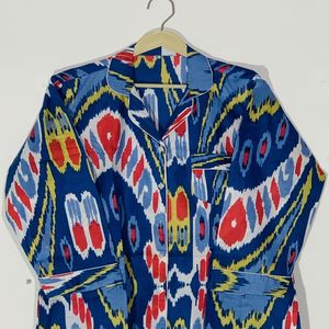 Ensemble de pyjama en coton bleu toutes tailles, imprimé floral à la main, vêtements de nuit disponibles en gros - Product Image 6