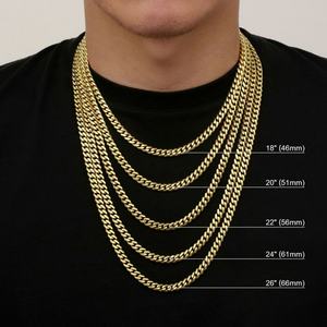 Chaîne pour homme en acier inoxydable argenté, or véritable 18 carats, or massif, tendance, durable, ne se décolore pas, pour hommes et garçons - Product Image 4