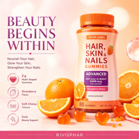 Gummies Cheveux Peau Ongles avec Biotine Collagène et Vitamines – Complément Beauté Marque Blanche pour Soutien Peau, Cheveux et Ongles – OEM ODM