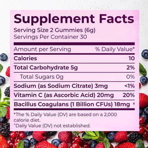 รับผลิตกัมมี่โปรไบโอติกแบบ OEM สำหรับปรับสมดุลช่องคลอด รสบลูเบอร์รี่ เพื่อสุขภาพสตรี  รับผลิตภายใต้แบรนด์ของคุณเอง โรงงานมาตรฐาน GMP ขายส่ง ผ่านการทดสอบแล้ว - Product Image 3