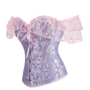 Corset mince à lacets floraux de fête gothique vintage pour mariage <span class=keywords><strong>Bustier</strong></span> Body Sculpting <span class=keywords><strong>Court</strong></span> Gorset Tops pour femmes - Product Image 1