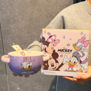Ensemble de <span class=keywords><strong>vaisselle</strong></span> dessin animé Mickey <span class=keywords><strong>Minnie</strong></span> <span class=keywords><strong>Mouse</strong></span> mignon sous glaçure couleur ménage enfants Double oreille en céramique bol cuillère <span class=keywords><strong>vaisselle</strong></span> cadeaux - Product Image 5