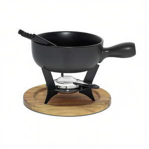 Ensemble de fondue au fromage Kela en fonte de fer avec support en bois 21 cm noir 10 pièces - Product Image 2