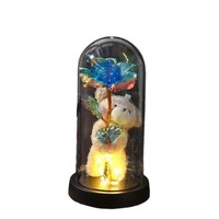 Lampe en plastique à fleurs éternelles, rose artificielle, cadeau créatif, décoration, fête, Saint-Valentin