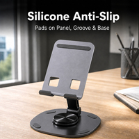 Support de téléphone en métal, rotation à 360 degrés, support de bureau pliable, compatible avec les téléphones et tablettes, design en plaque d'acier au carbone