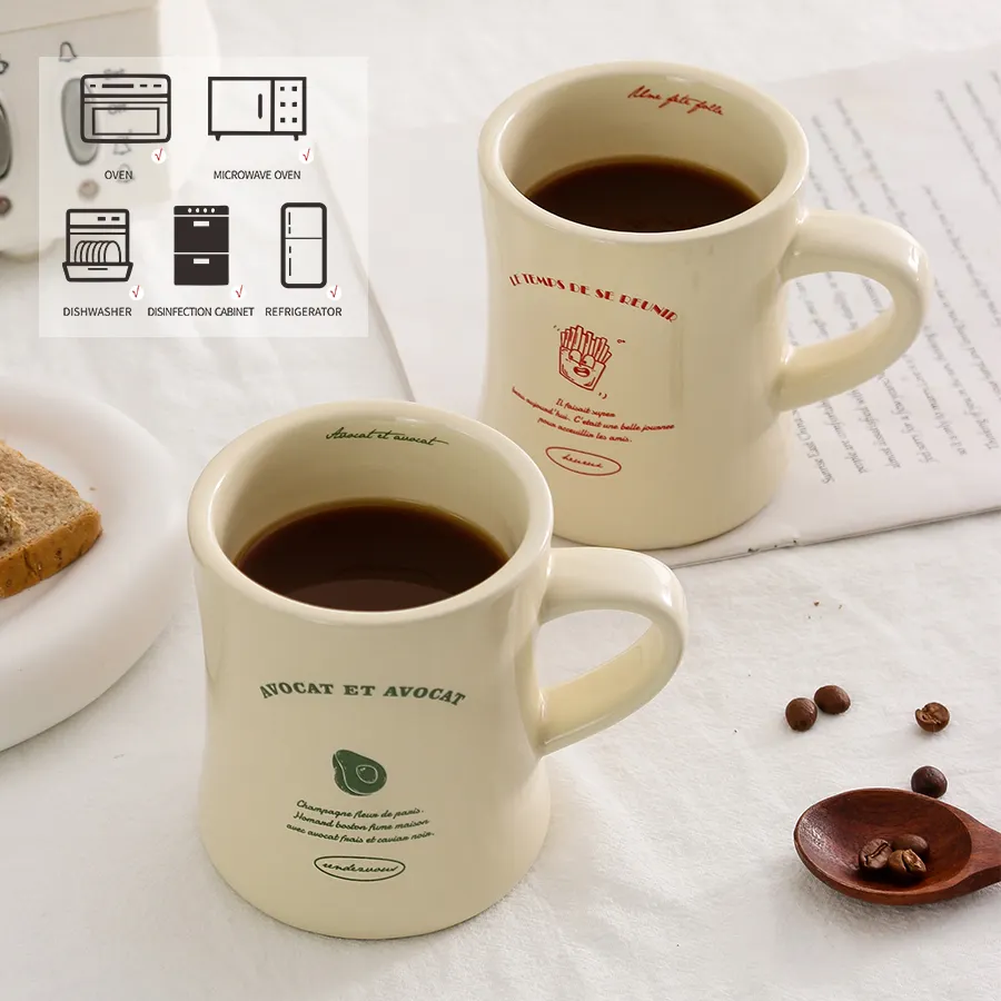 12 Unzen weiße Vintage Retro Diner Stil klassische Creme Kaffeetasse benutzer definierte kreative Keramik Kaffee dicke Diner Tasse