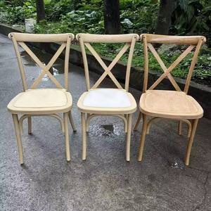 Light Natural Oak Color Plastic Cross Back <b>Dining</b> <b>Chair</b> <b>Stackable</b> X-Back <b>Chair</b> for Wedding Banquet Restaurant - Product Image 3
