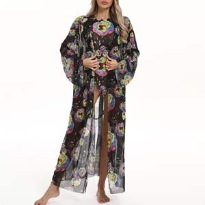 2025 yeni tasarım kadın plaj kıyafeti elbiseler ve uzun Maxi Kimono Robe Kimono rusya yaz güneş koruma örgü rahat kapak up - Product Image 6
